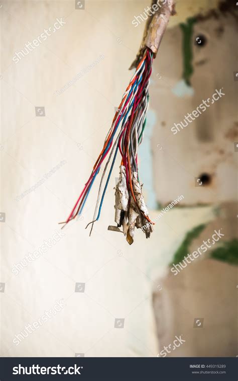 damaged electrical power wire damaged stock photo