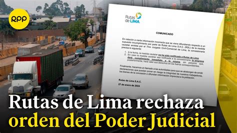 Rutas De Lima Rechaz Orden Del Pj De Suspender El Cobro De Peajes En