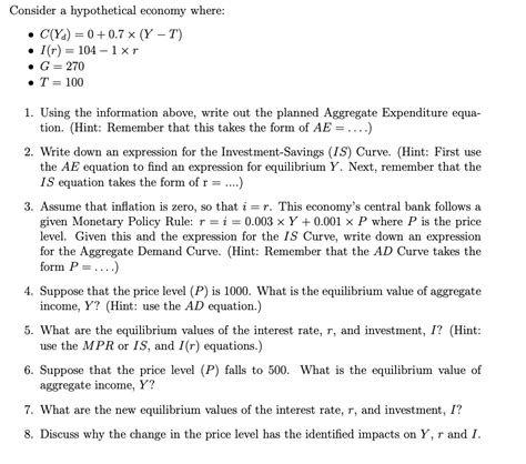 Solved Consider A Hypothetical Economy Where C Y 0 Chegg