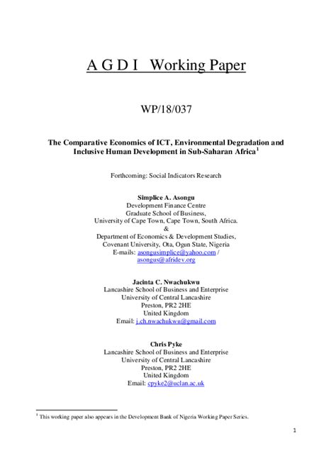 Pdf The Comparative Economics Of Ict Environmental Degradation And