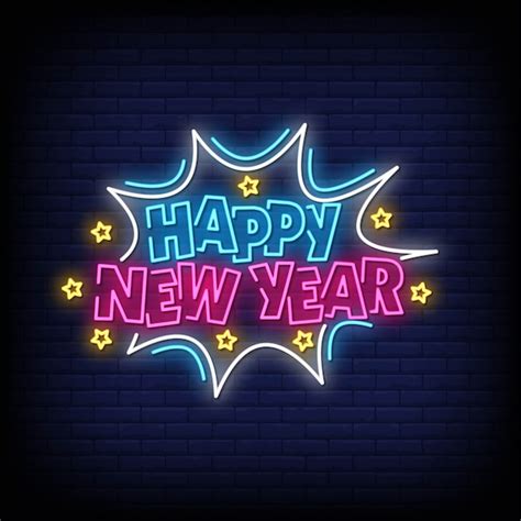 Premium Vector Happy New Year Neon Style Text