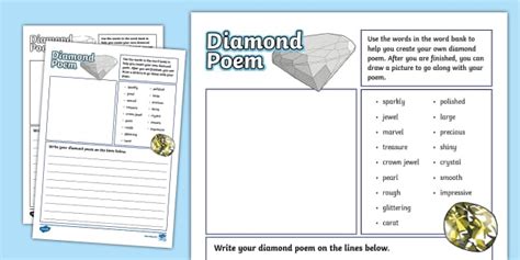 Diamond Poem Writing Template (teacher made) - Twinkl