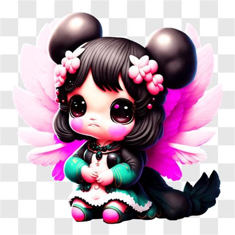 Download Cute Little Girl with Pink Wings Sitting on a Pink Background ...