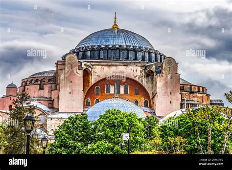 Hagia Sophia Mosque Istanbul Turkey. Emperor Justinian build cathedral of Constantinople in 537 ...