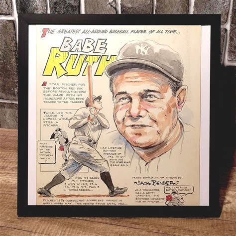 Original BABE RUTH Jack Bender Color Art Rare 1 Of 1 NEW YORK YANKEES