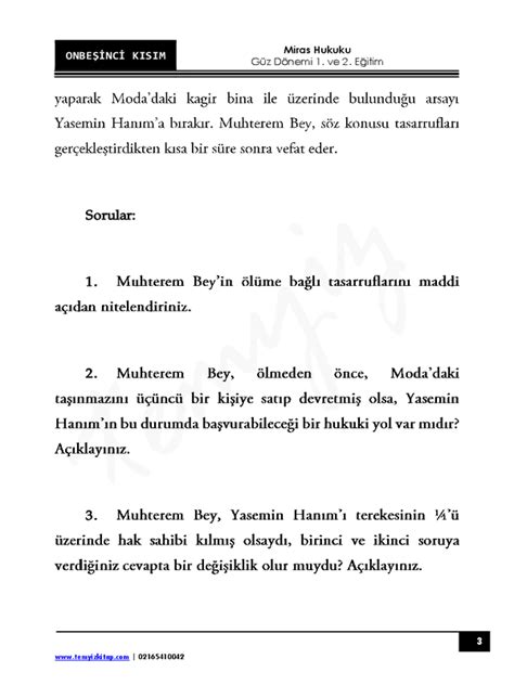 Miras Hukuku 22 23 Güz 15 Not Evim Marmara Üniversitesi Dijital