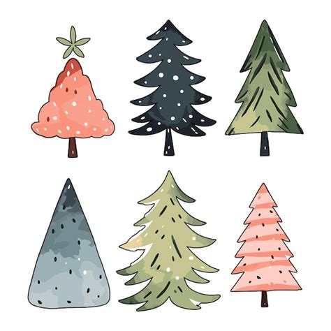 Premium Vector Hand Drawn Christmas Tree Collection Vector