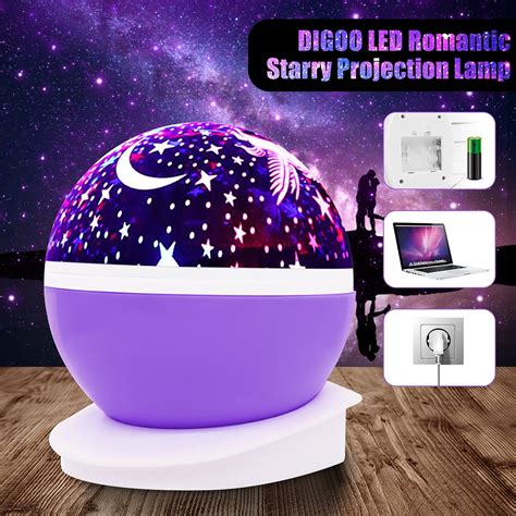 6 Colors Led Star Projector Lamp 360 Degree Romantic Rotating Night