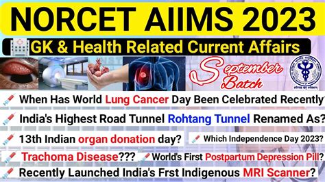 Norcet Aiims G K Most Current Affairs Gk For Norcet Norcet