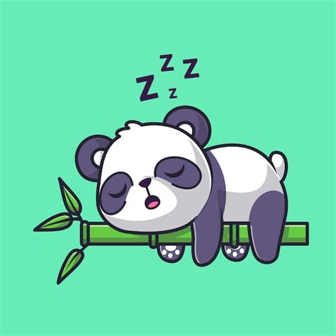 Free Vector Cute Panda Sleeping On Bamboo Tree Cartoon Vector Icon