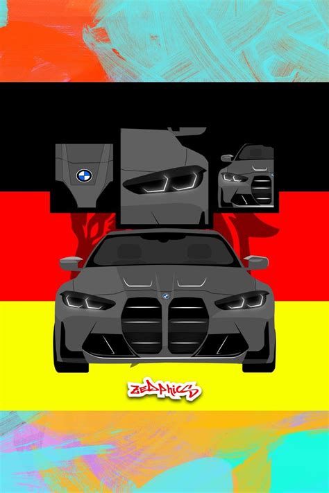 Bmw M4 With Deutsch Flag In The Bg Vector Art Illustration Car