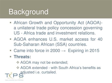 PPT The Benefits Of Africa Growth And Opportunity Act AGOA To South