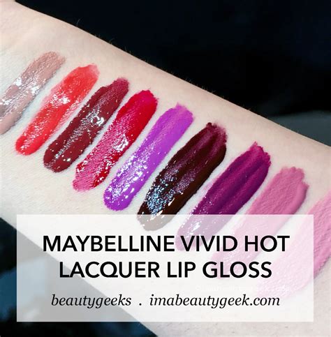 MAYBELLINE VIVID HOT LACQUER LIP GLOSS SNEAK PEEK SWATCHES Beautygeeks