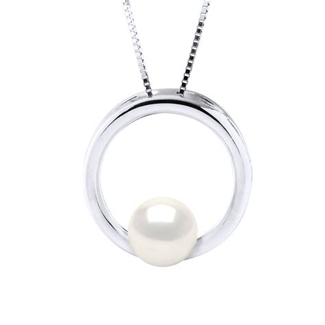 Collier CERCLE Perle D Eau Douce Ronde 8 9 Mm Blanche Argent 925 STELLA