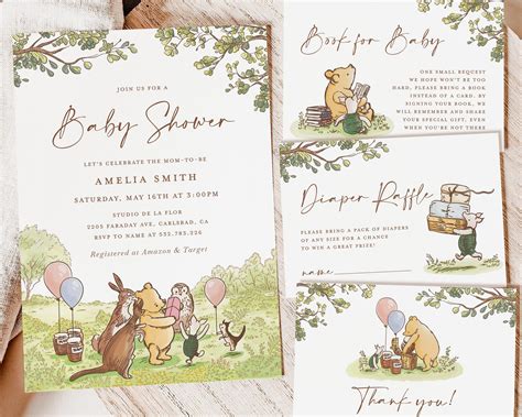 Classic Winnie The Pooh Baby Shower Invitation Oh Baby Shower Template