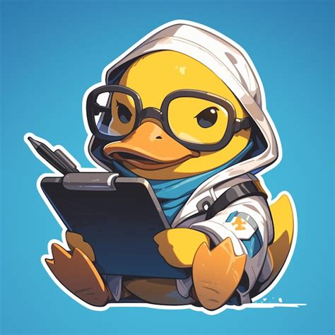 Premium Vector A Hardworking Duck Doctor Cartoon Style