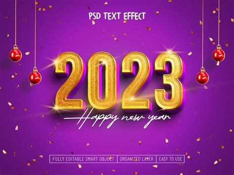 Feliz Año Nuevo 2023 Efecto De Texto Dorado Archivo Psd Gratis