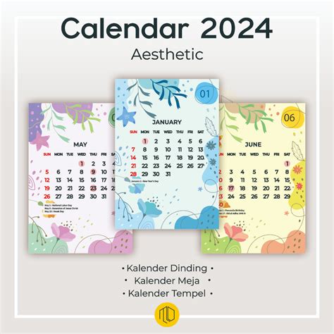 Jual Kalender Dinding Tahun 2024 Kalender A3 Aesthetic Murah Kekinian