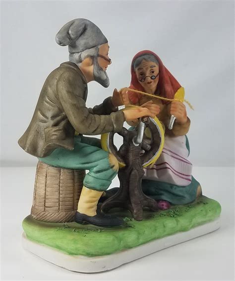 Vintage Lefton China Figurine 4146 Old Man And Woman At The Spinning