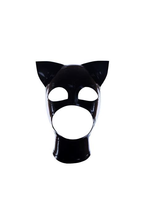 Latex cat mask with cut-outs for eyes, nose and mouth