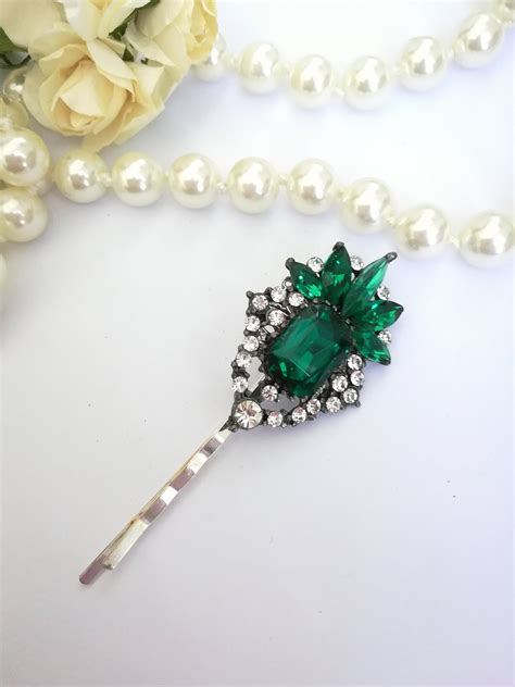 Emerald Green Hair Pin Jewel Hair Pin Green Wedding Hair Etsy