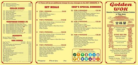 Menu at Golden Wok restaurant, Lichfield