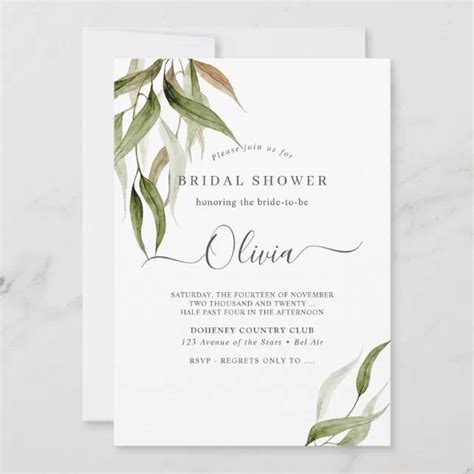 Watercolor Rustic Eucalyptus Bridal Shower Invitation Zazzle