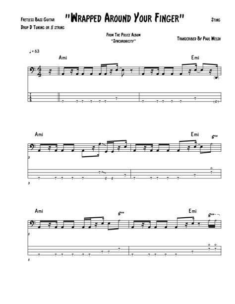 Wrapped Around Your Finger Arr Accubass By The Police Sheet Music