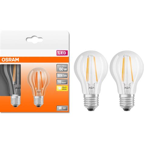 Комплект 2 крушки Led Osram Base A60 Filament E27 7w 60w 806