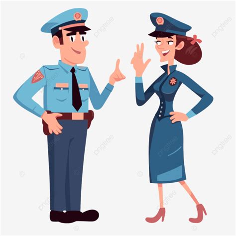 Polite Clipart Character The Police Officer And Female Officer In