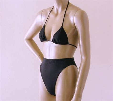 S S High Leg Brazilian Bikini Bottom With Triangle Top In Black Ebay