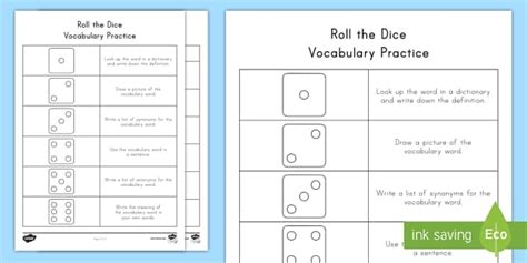 Roll The Dice Vocabulary Game Teacher Made Twinkl