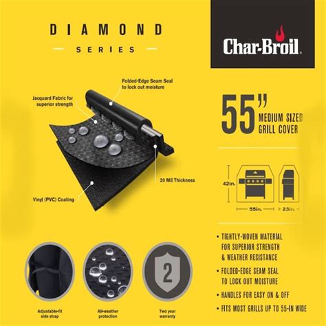 Char Broil Diamond Series Medium 55 In W X 42 In H Black Fits Most Cover 4278157p06 At