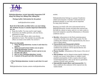 Methylprednisolone Acetate Injectable suspension USP Taj Pharma PIL | PPT