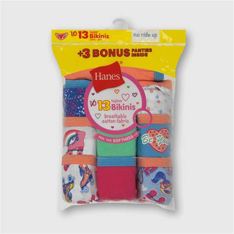 Hanes Girls Bikini Briefs 10 3 Bonus Pack Colors Vary 8 Girl S Multicolored By Hanes