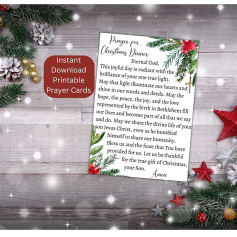 Christmas Prayer Cards, Printable Christmas Dinner Prayer, Christmas Grace, Instant Download - Etsy