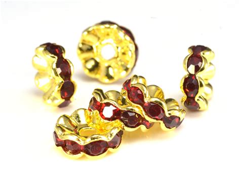 Garnet Color Crystal Rondelles Dark Red Rhinestone Jewelry Spacers