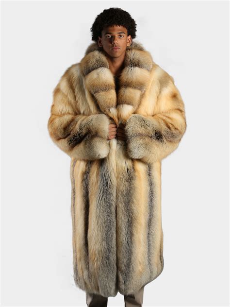 Man S Natural Golden Isle Fox Fur Trench Coat Day Furs