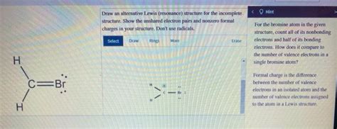 Solved Hint Draw An Alternative Lewis Resonance Structure Chegg