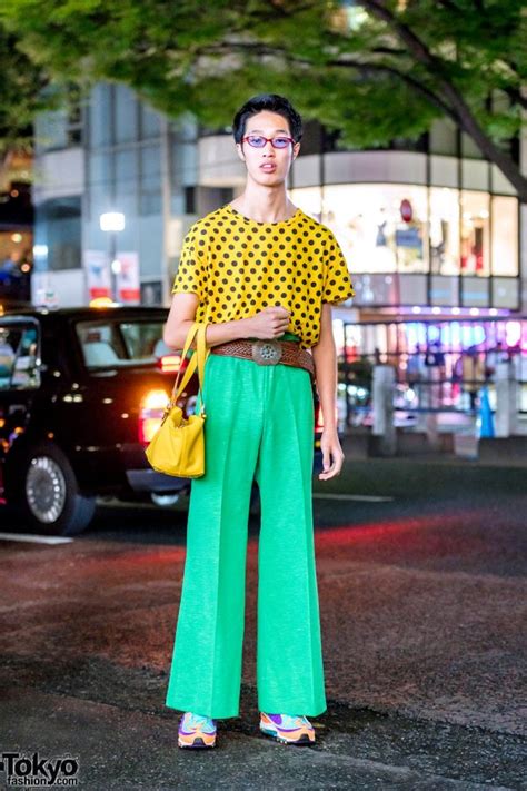 Colorful Retro Japanese Street Style in Harajuku w/ Vintage Fashion & Nike Sneakers