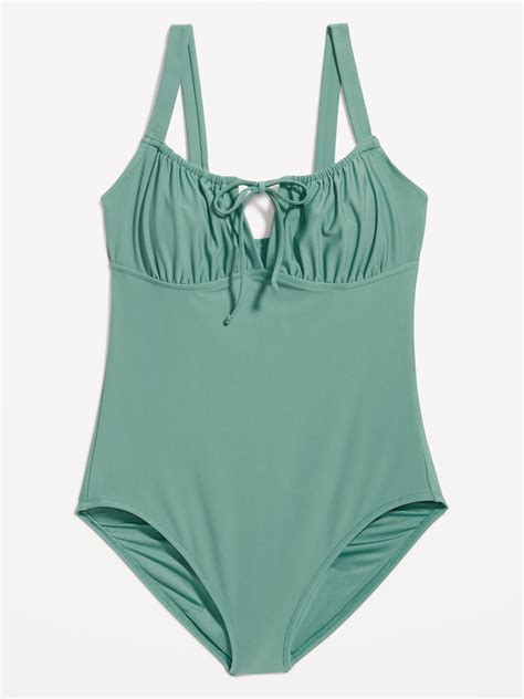 Cinched Tie One Piece Swimsuit For Women Old Navy