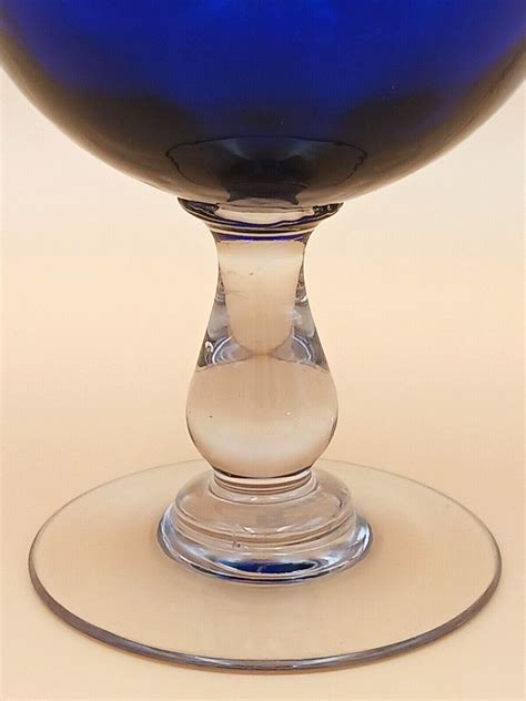 Portieux Vallerysthal France Cobalt Blue Glass Ivy Ball Vase Candle