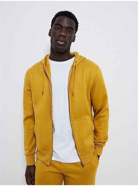 Mustard Zip Up Hoodie Men George At Asda