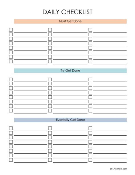 Free Printable Checklist Template