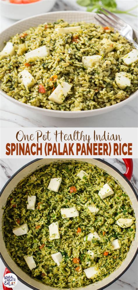 One Pot Easy Palak Paneer Rice Healthy Spinach Rice Watch What U Eat