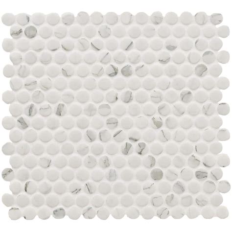 MSI Carrara Penny Round 12 In X 12 In X 6mm Matte Porcelain Mesh