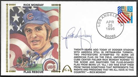 Rick Monday Autographed Flag Rescue Gateway Stamp Commemorative Cachet – GatewayStamp.com