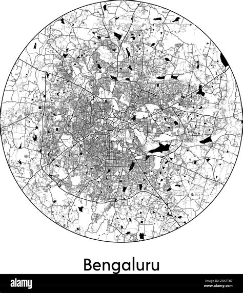 City Map Bengaluru India Asia Vector Illustration Black White Stock