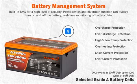 Enjoybot 36v 100ah Lifepo4 Lithium Battery Built In 100a Bms Low Temperature Cut