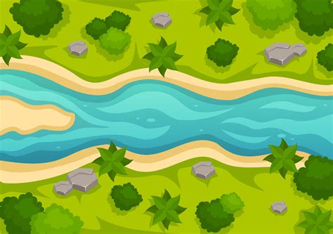 Fluss Landschaft Illustration Mit Aussicht Berge Gr N Felder B Ume